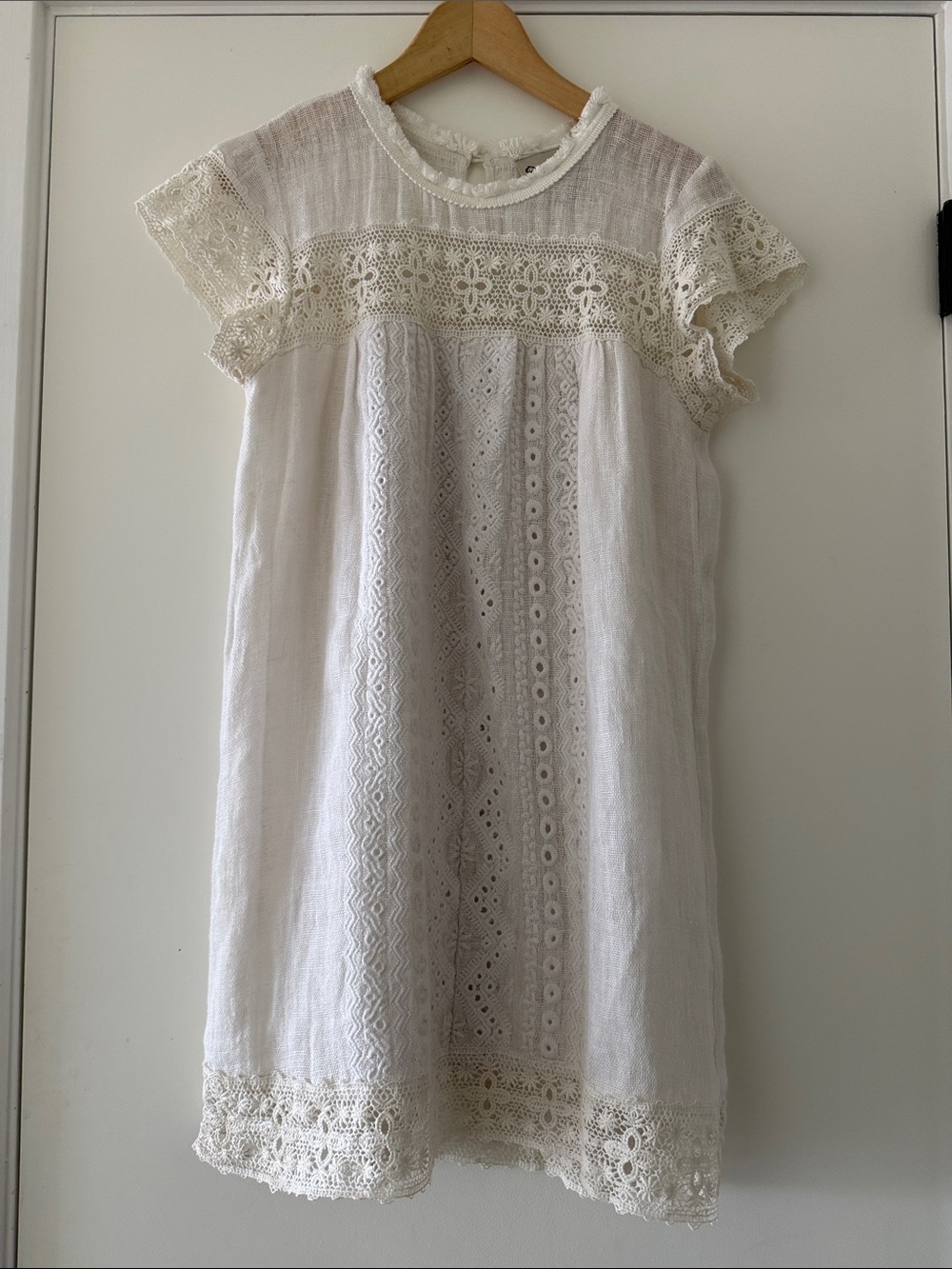 Sea New York White Lace-Trim Midi Dress